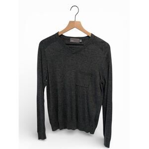 Vince men’s designer linen blend vneck sweater charcoal gray